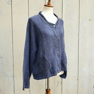 NWT Nannette Keller Linen Shirt Blue Jacket Size L